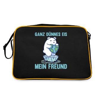 Polar bear thin ice my friend funny - Retro Bag - black/gold - Back