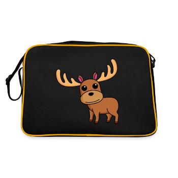 Elch Comic Tier - Retro Tasche - Schwarz/Gold - Hinten