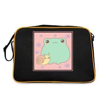 Cottagecore Aesthetic Kawaii Frog Snail Gesch - Retro Bag - black/gold - Back