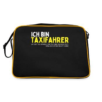 Lustiges Taxifahrer Geschenk Job Taxi Chauffeur - Retro Tasche - Schwarz/Gold - Hinten
