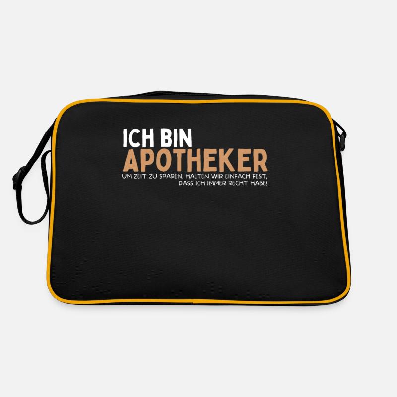 Geschenk Apotheker Lustiges Apotheke - Retro Tasche - Schwarz/Gold