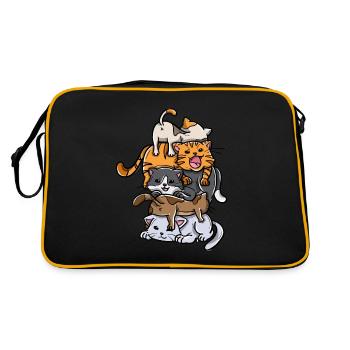 Sleeping Cats Stack Anime Kawaii Kittens - Retro Bag - black/gold - Back
