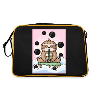 Japanese Aesthetic Kawaii Sloth Boba Milk Tea G - Retro Bag - black/gold - Back