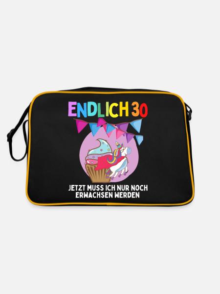 30. Geburtstag 30 Jahre Damen Herren Spruch - Retro Tasche - Schwarz/Gold