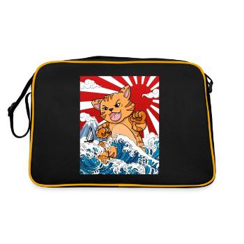 Japonais Kaiju Cat Anime Manga - Sac Retro - noir/or - Dos
