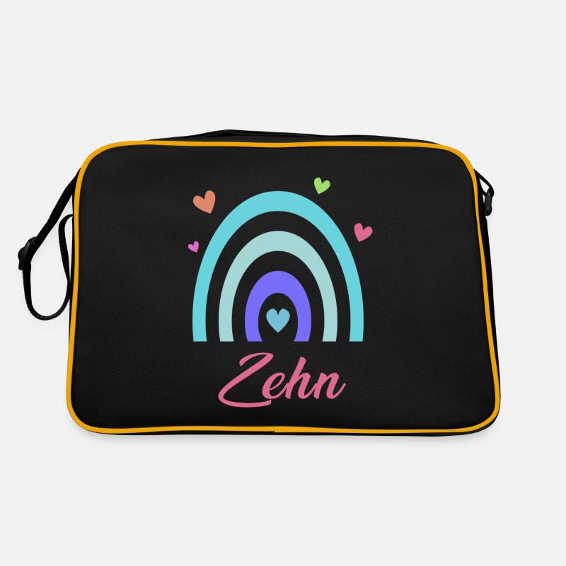10. Geburtstag Regenbogen - Retro Tasche - Schwarz/Gold