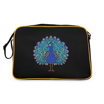 Bunter Pfau - Retro Tasche - Schwarz/Gold - Hinten