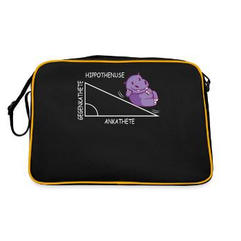 Funny Math Word Game Hippothenuse Hippopotamus - Retro Bag - black/gold - Back
