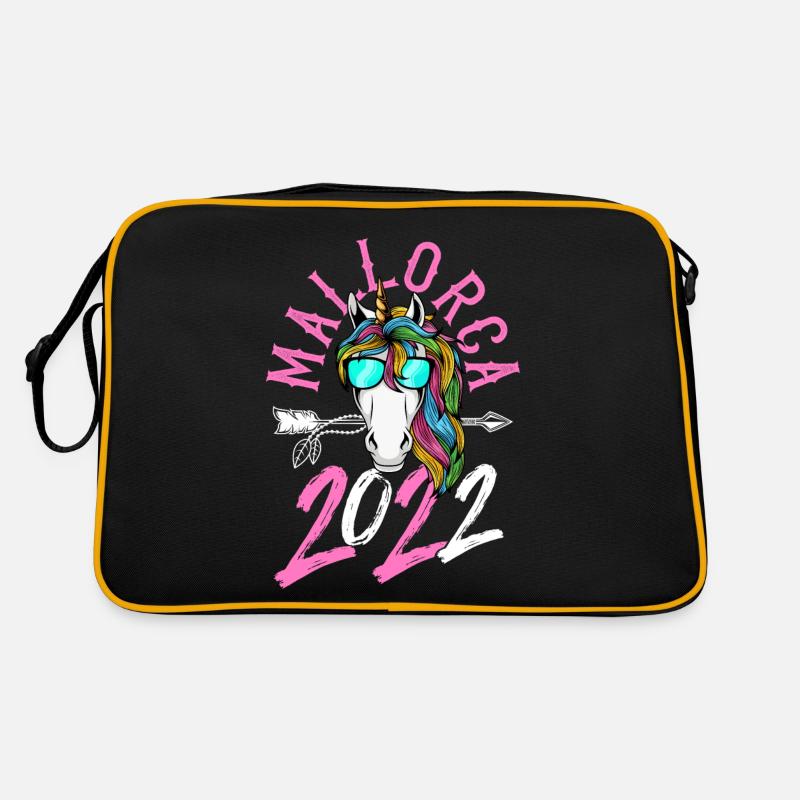 mallorca 2022 einhorn - Retro Tasche - Schwarz/Gold