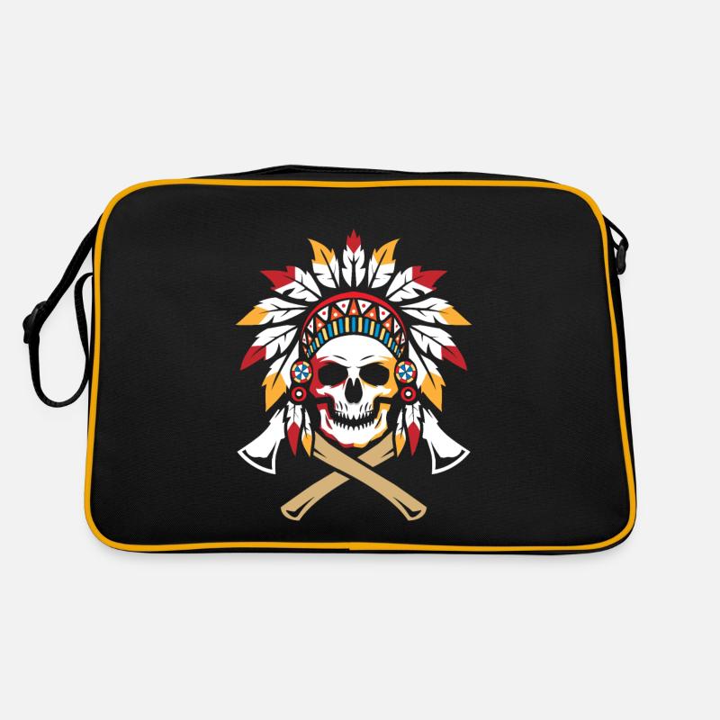 Indianische Schädelaxt Eingeborene Retro Tasche