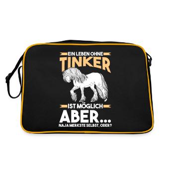 Reitlehrer Tinker Pferd - Retro Tasche - Schwarz/Gold - Hinten