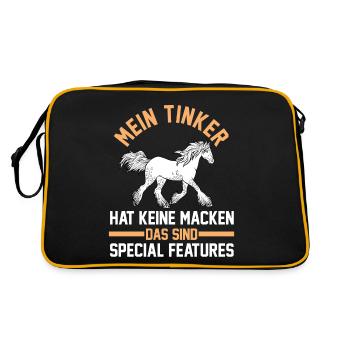 Reiter Pferd Tinker - Retro Tasche - Schwarz/Gold - Hinten