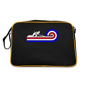 Retro Curling Design with Curler Silhouette - Retro Tasche - Schwarz/Gold - Hinten