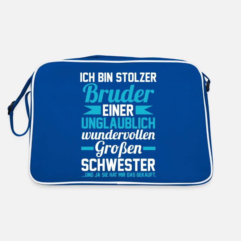 Ich bin stolzer Bruder einer großen Schwester Retro Tasche