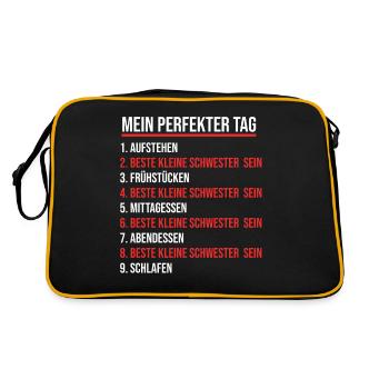 Schwestern Geschwister Schwester - Retro Tasche - Schwarz/Gold - Hinten
