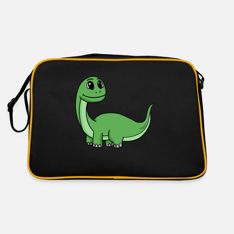Dino Motiv - Retro Tasche - Schwarz/Gold