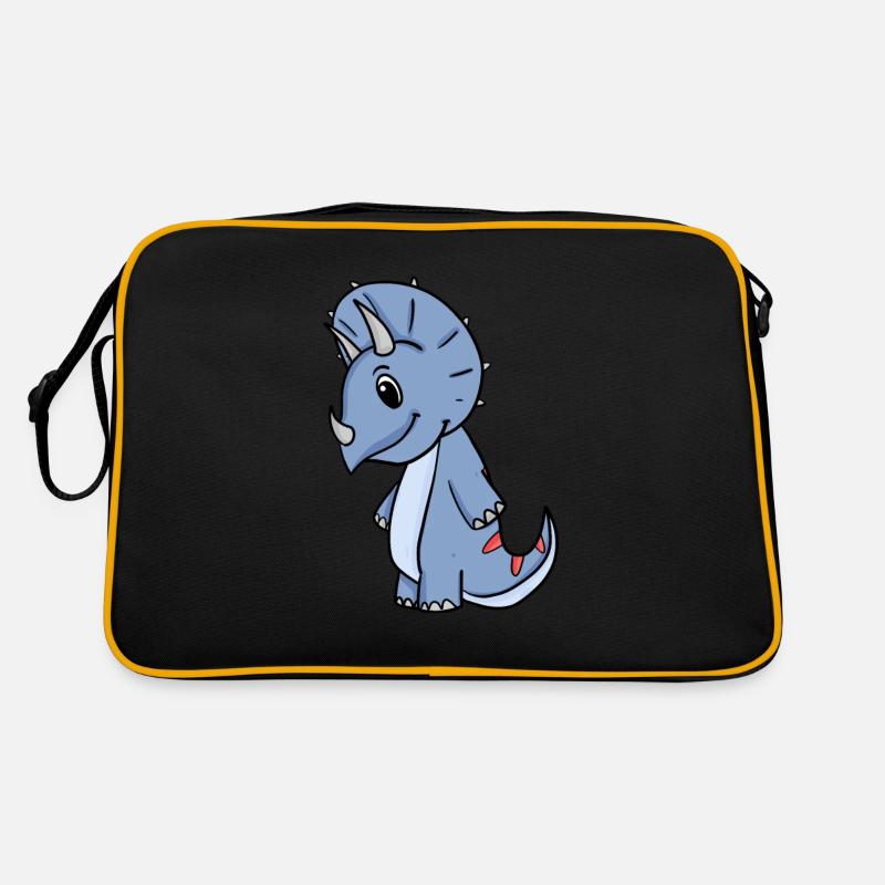 Dino Motiv - Retro Tasche - Schwarz/Gold
