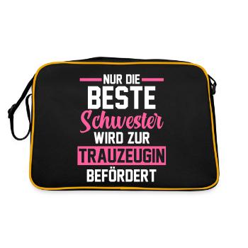 Schwester Trauzeugin - Retro Tasche - Schwarz/Gold - Hinten