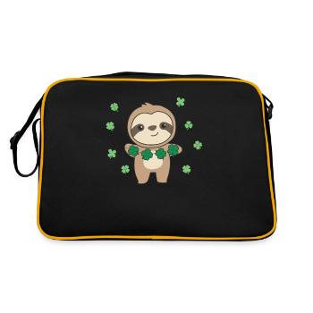 Sloth with shamrocks cute animals for luck - Retro Bag - black/gold - Back