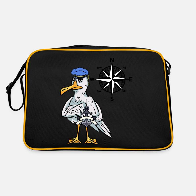 Seemann maritime Möwe Kompass Windrose Nautik Retro Tasche