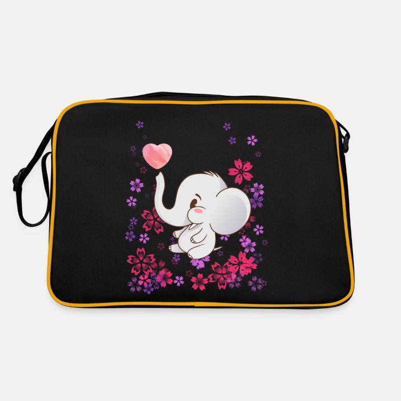 Bébé éléphant avec des fleurs Sac Retro