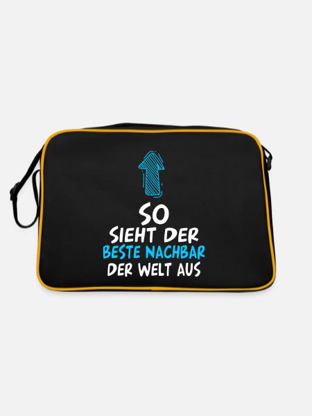 Bester Nachbar - Retro Tasche - Schwarz/Gold - Hinten