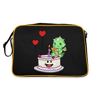 Dragon Birthday Birthday Cake Sweets - Retro Bag - black/gold - Back
