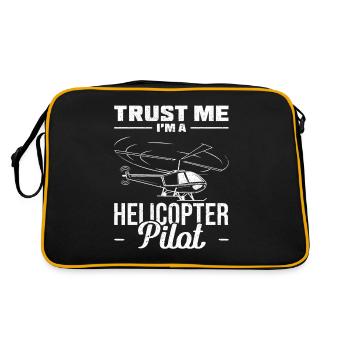 Trust Me Im a Helicopter Pilot - Retro Tasche - Schwarz/Gold - Hinten