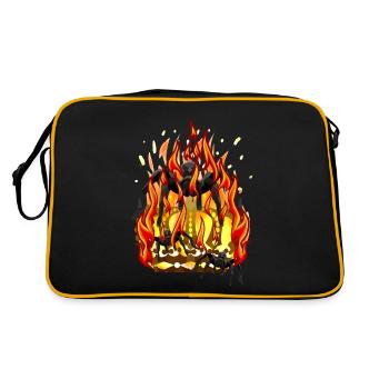 Fire Flames Spiders Crown Kingdom Fantasy - Retro Bag - black/gold - Back