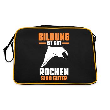 Rochen Mantarochen - Retro Tasche - Schwarz/Gold - Hinten