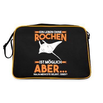 Rochen Mantarochen - Retro Tasche - Schwarz/Gold - Hinten