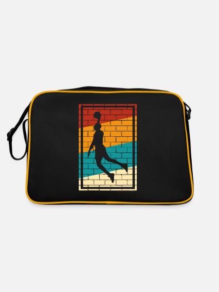Basketball Logo Retro - Retro Tasche - Schwarz/Gold - Hinten