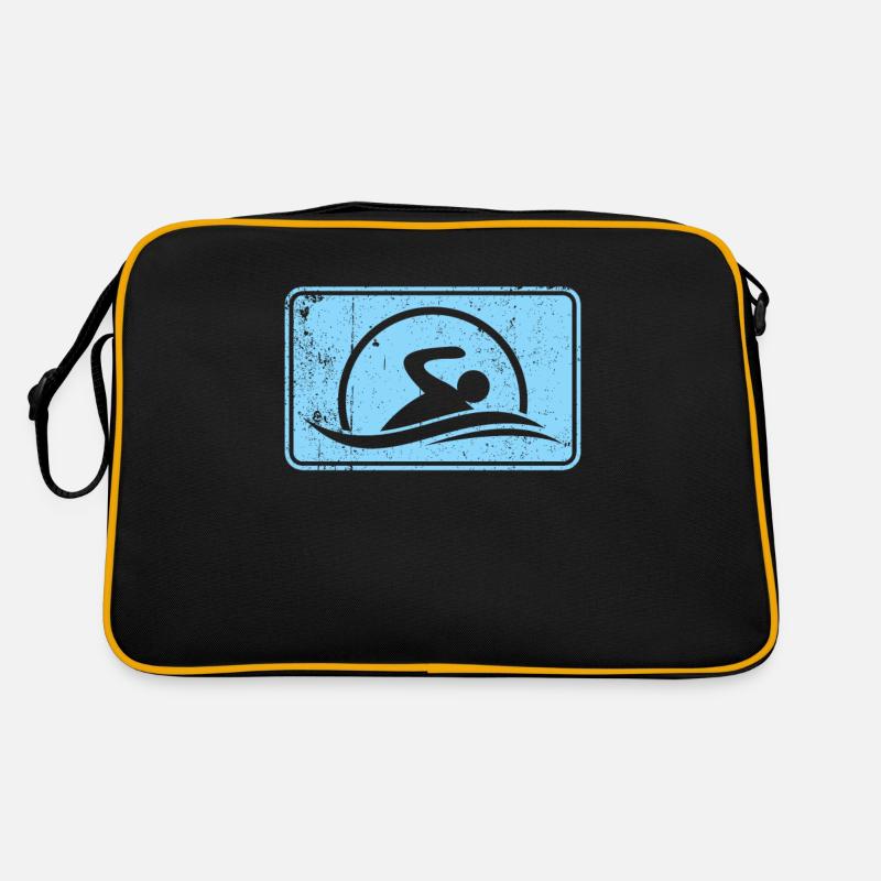 Logo du nageur nageur - Sac Retro - noir/or