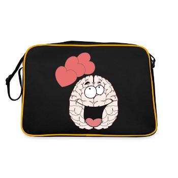 Brain Brain Feelings Love Partnership Valentine - Retro Bag - black/gold - Back