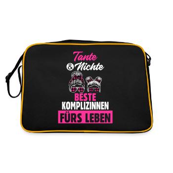 Tante und Nichte - Retro Tasche - Schwarz/Gold - Hinten