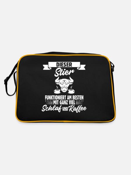 Sternzeichen Kaffee Stier - Retro Tasche - Schwarz/Gold