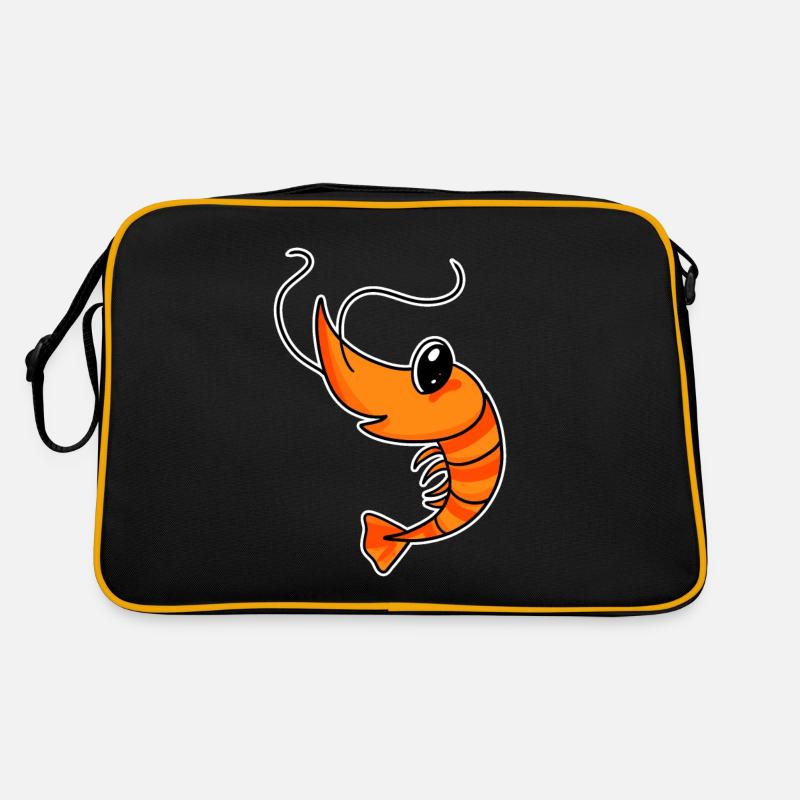 Garnele Garnelen - Retro Tasche - Schwarz/Gold