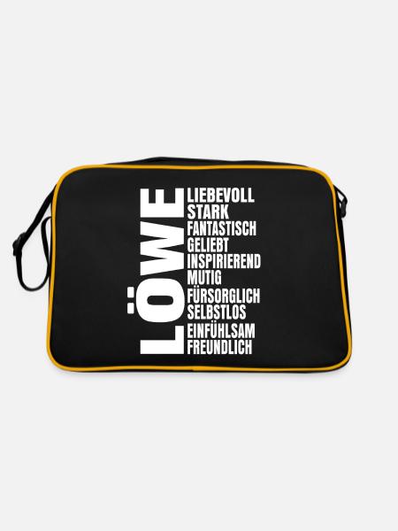 Sternzeichen Löwe - Retro Tasche - Schwarz/Gold