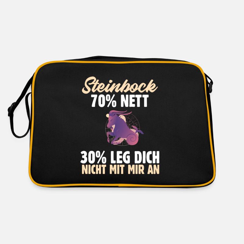 Sternzeichen Steinbock - Retro Tasche - Schwarz/Gold
