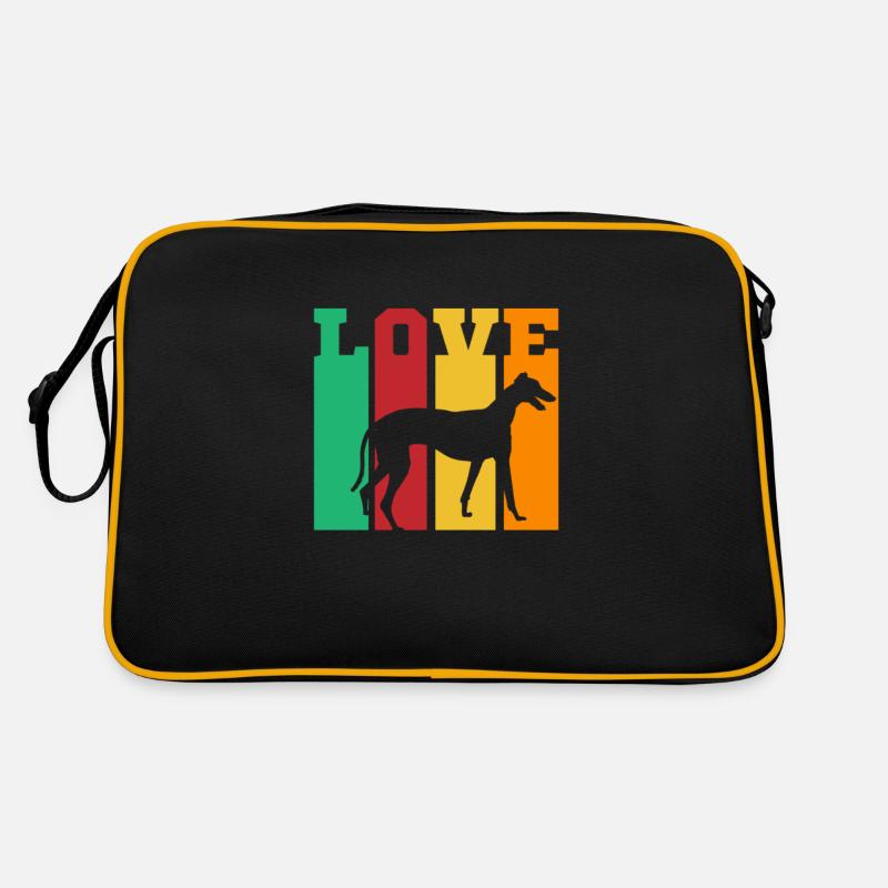 Greyhound Windhund Geschenk - Retro Tasche - Schwarz/Gold