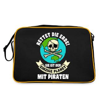 Pirat Piraten - Retro Tasche - Schwarz/Gold - Hinten