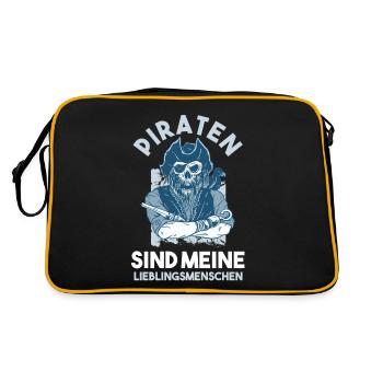 Pirat Piraten - Retro Tasche - Schwarz/Gold - Hinten
