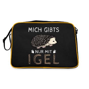 Lustiges Afrikanischer Weißbauchigel Igel Kostüm - Retro Tasche - Schwarz/Gold - Hinten