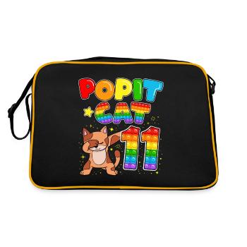 Pop it Cat Joyeux 11e anniversaire du chat - Sac Retro - noir/or - Dos