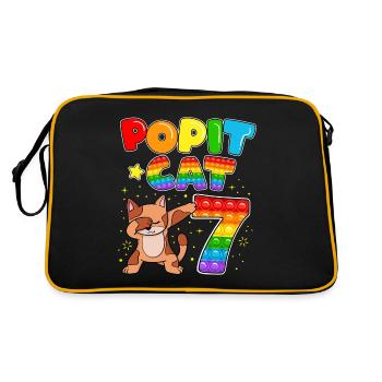 Pop it Cat Joyeux 7ème chat Anniversaire Sept - Sac Retro - noir/or - Dos
