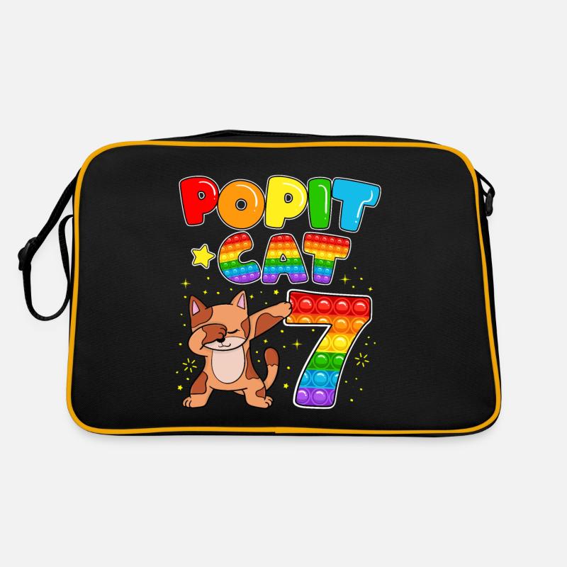 Pop it Cat Glückliche 7. Katze Geburtstag Sieben Retro Tasche
