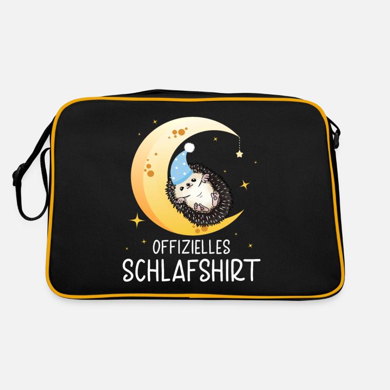 Lustiges Afrikanischer Weißbauchigel Igel Kostüm - Retro Tasche - Schwarz/Gold