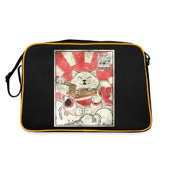 Maneki Neko Ramen Stamp Japanese Aesthetic G - Retro Bag - black/gold - Back