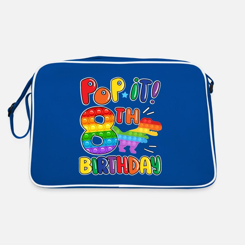 Pop It Dinosaurier Glücklich 8. Dino Geburtstag Retro Tasche