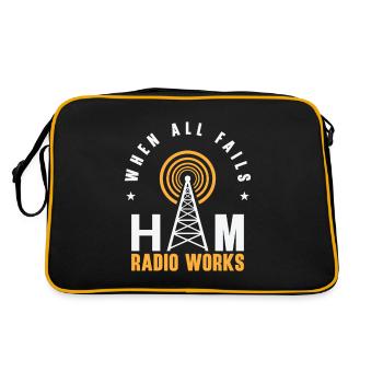 Funk Amateur Funker Funken Radio Hobby Geschenk - Retro Tasche - Schwarz/Gold - Hinten